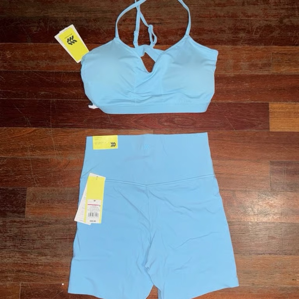 Jordan Light Blue Sports Bra and Shorts Set